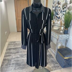 Who What Wear Stripped Sheer Sleeve Dress *NEW*